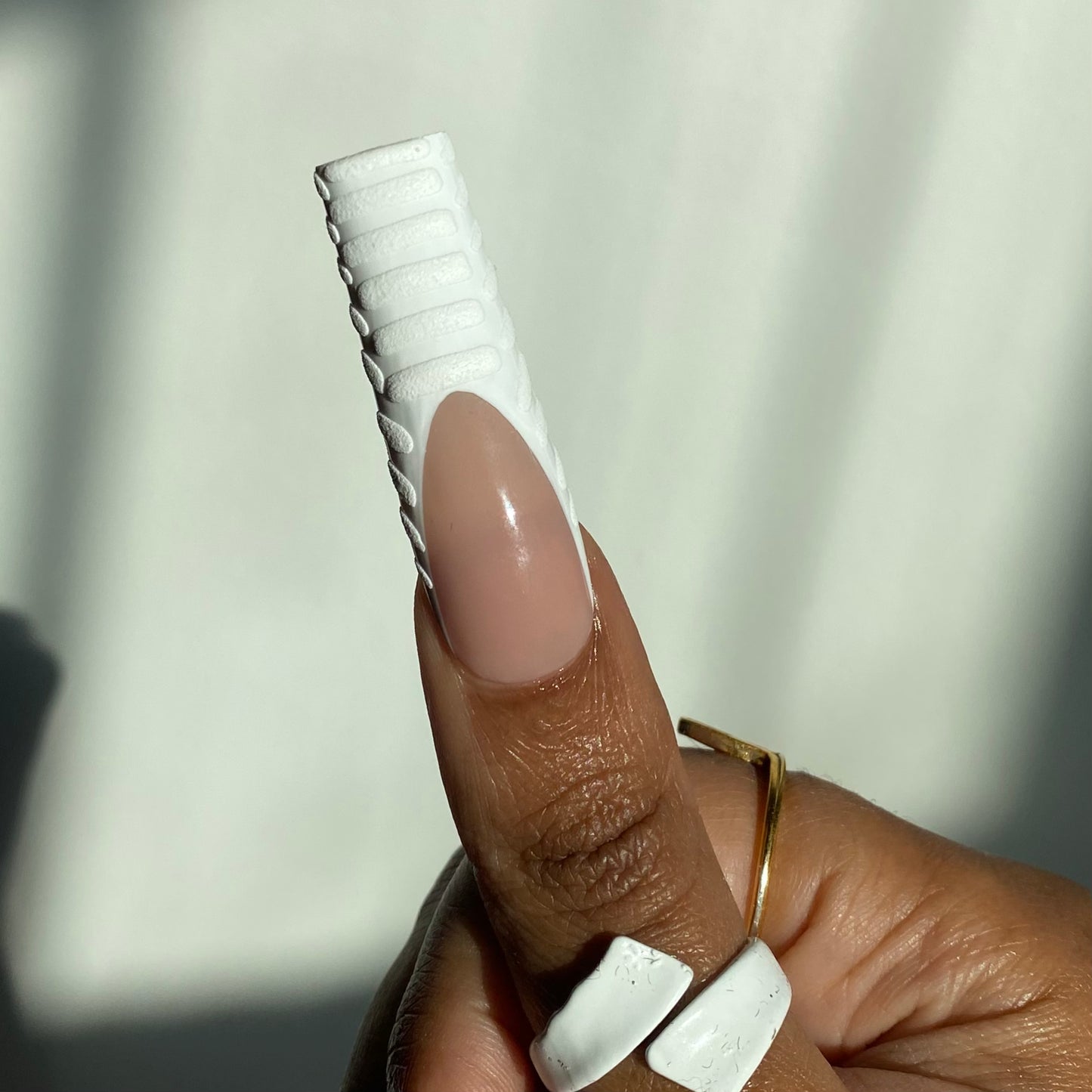 Made to Order: White Croc French Tip Press Ons