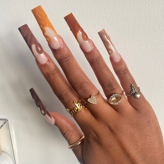 Made to Order: Fall French Tip Swirl Press Ons