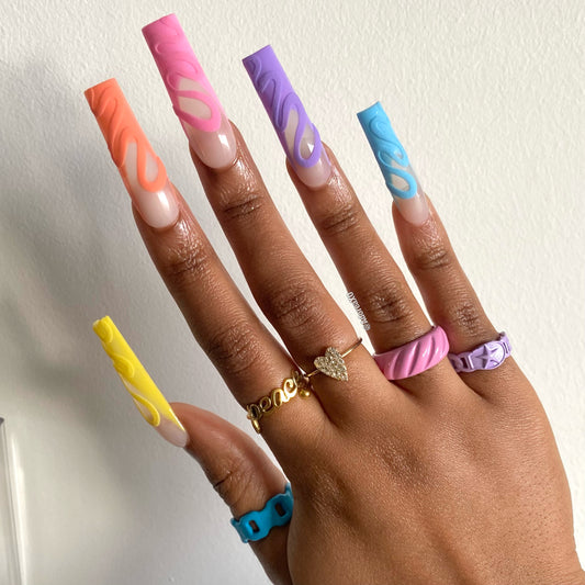 Made to Order: Summer French Tip Swirl Press Ons